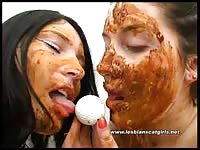 Two sluts covering their faces with their shit