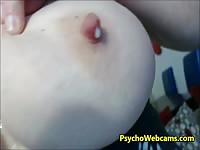 Slut making her nipples release milk