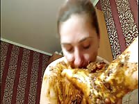 BBW eating shit on her husband's foot