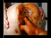 Slut got fingered in the ass and shits herself