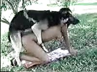 Outdoor dog sex with sexy teen