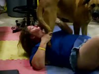 MILF sucking her animal sex toy