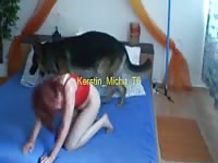 Petite teen making her dog lick her pussy homemade beastiality