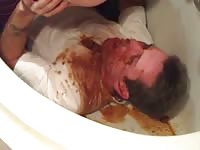 Foreigner getting pooped on in the tub