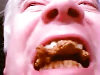 Guy showing off his mouth full of shit