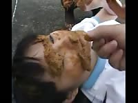 Asian bitch loves eating poop