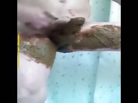 Man using his poop as a dick lubricant
