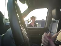 Naughty man jerking off inside the car