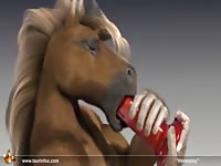 Animated beastiality horse with dildo