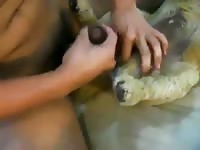 Pet porn fingering session with man