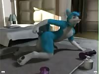 Blue animal playing with his butt cartoon beastiality