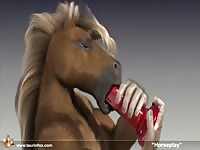 Horse licking a red dildo animated beastiality