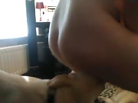 White dog gives blowjob to pet owner