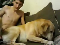 Teen animal sex with his pet dog