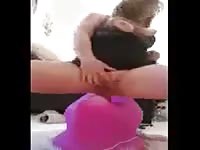 Hot bitch masturbating her pussy